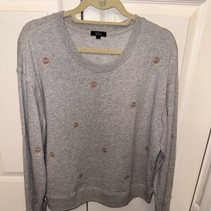 Rails Ramona sweatshirt size L grey with peace signs (NWOT)
